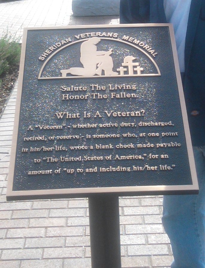Sheridan Veterans Memorial Plaque Honoring Service and Sacrifice